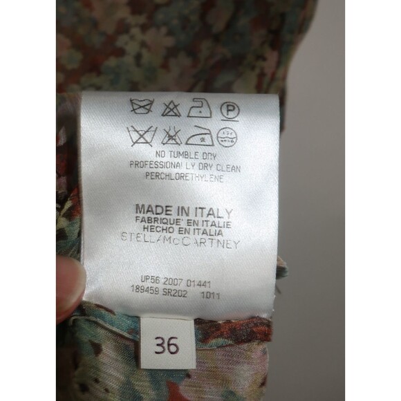 Stella McCartney Sheer Silk Blouse Size 36 Floral Cinched Waist Ruffles S  2 4 - Picture 13 of 13